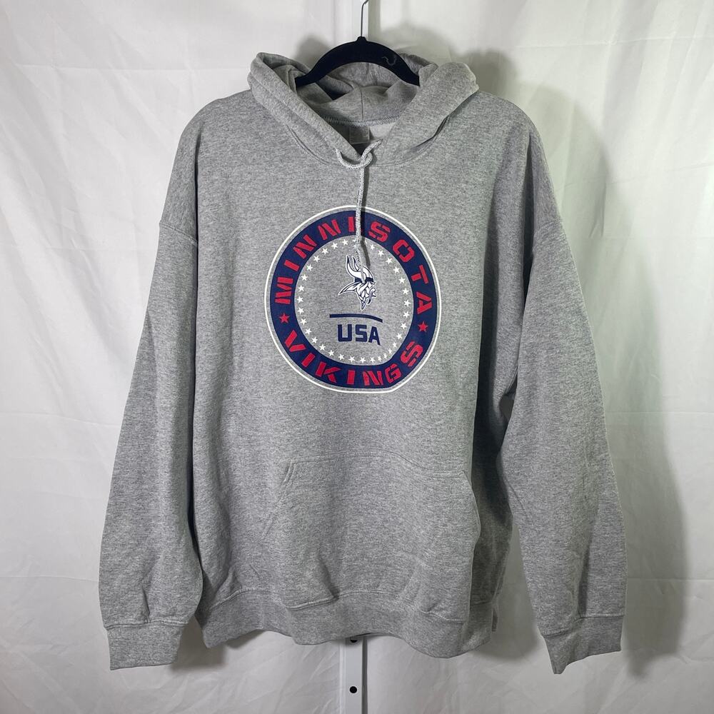Minnesota Vikings NFL Team Apparel Pullover Hoodie - Mens Size XL - Gray